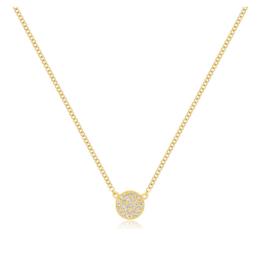 14K YELLOW GOLD DIAMOND MINI DISC NECKLACE